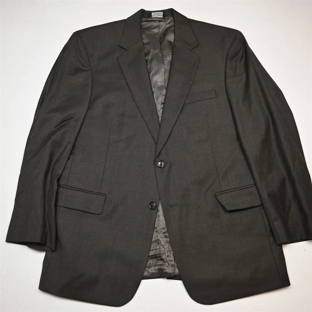 Jos A Bank 43R 36x30 Olive Green Windowpane 100% Wool Gordon Mens‎ Suit